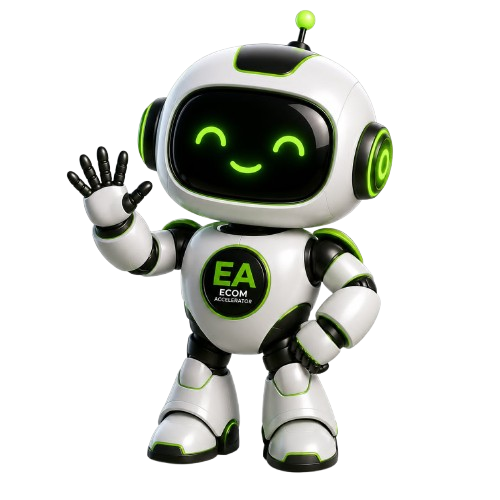Ecom AI robot mascot waving
